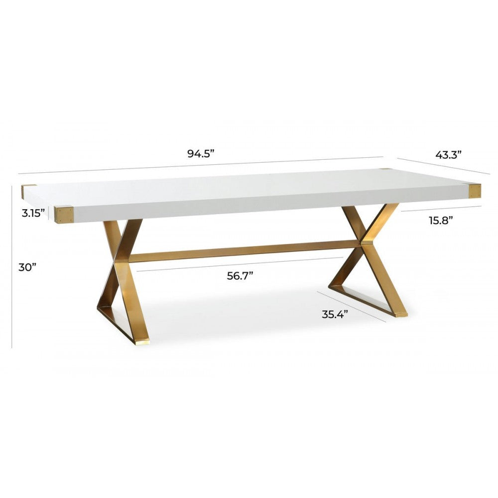 TOV Furniture Adeline White Lacquer Dining Table