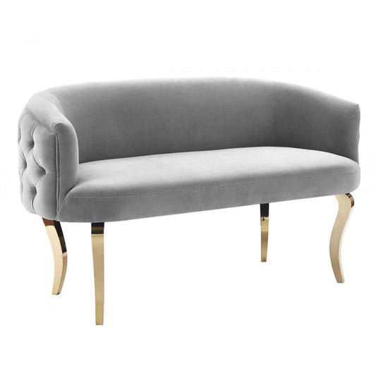 TOV Furniture Adina Gray Velvet Loveseat with Gold Legs