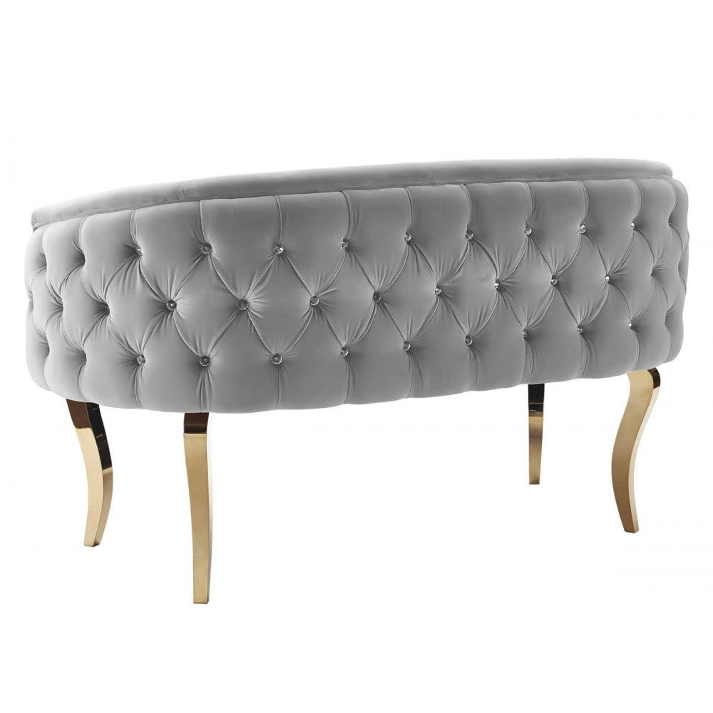 TOV Furniture Adina Gray Velvet Loveseat with Gold Legs