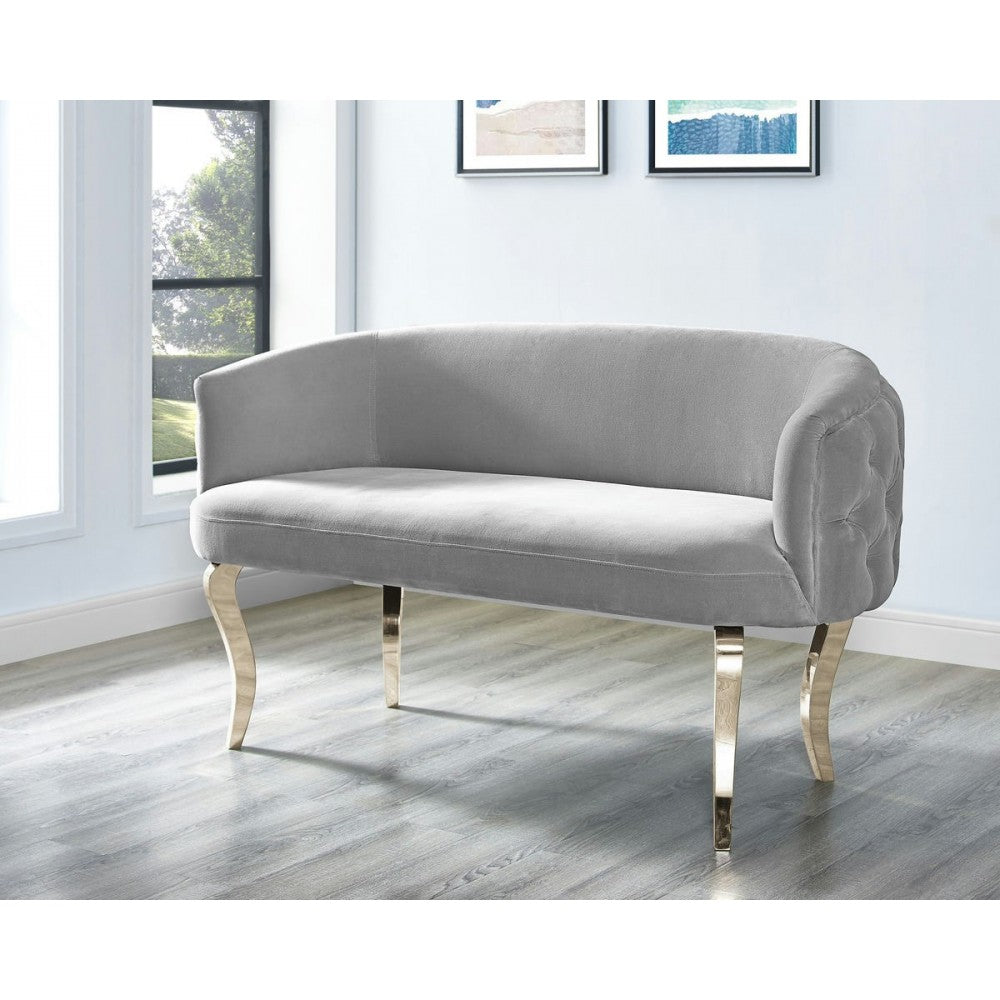TOV Furniture Adina Gray Velvet Loveseat with Gold Legs