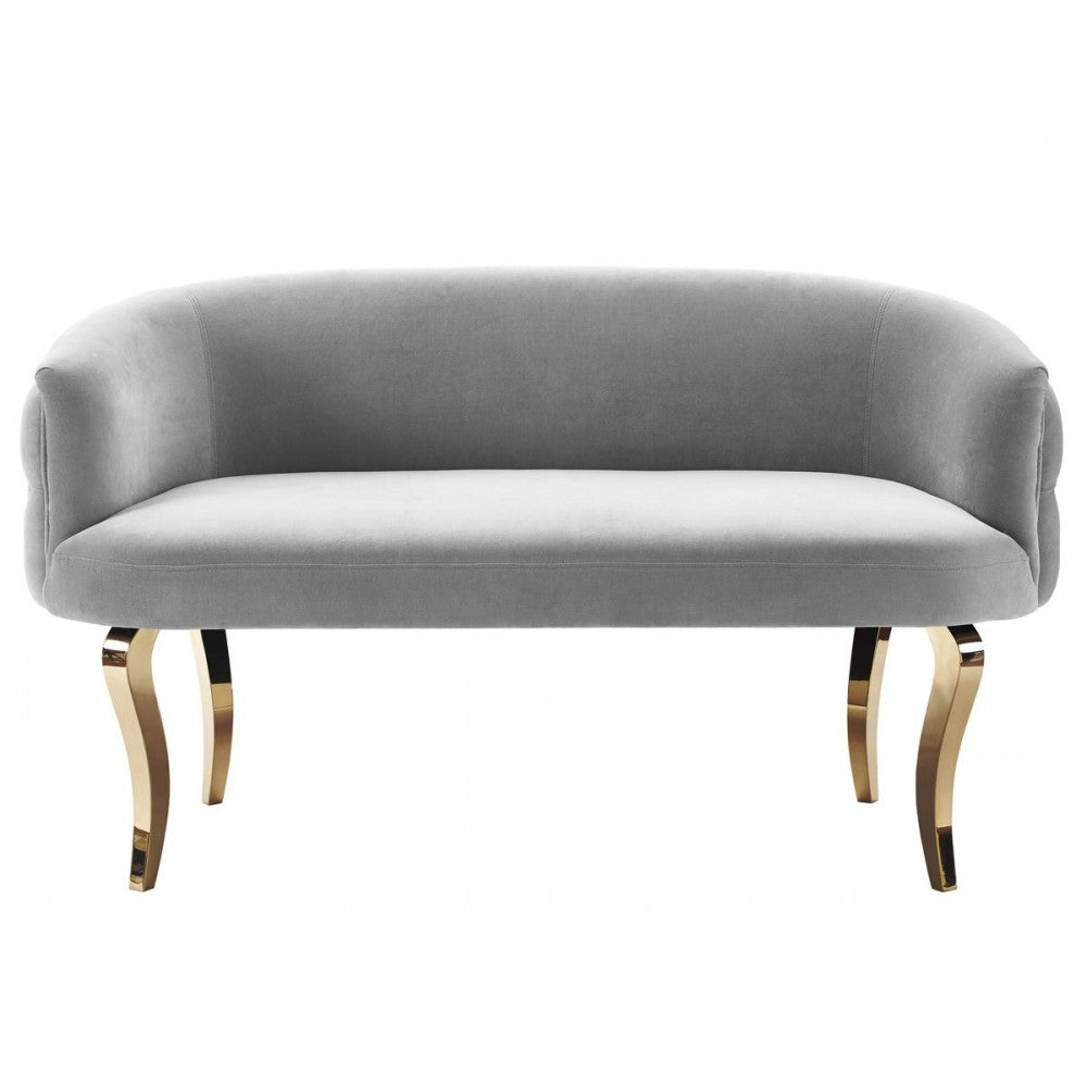 TOV Furniture Adina Gray Velvet Loveseat with Gold Legs