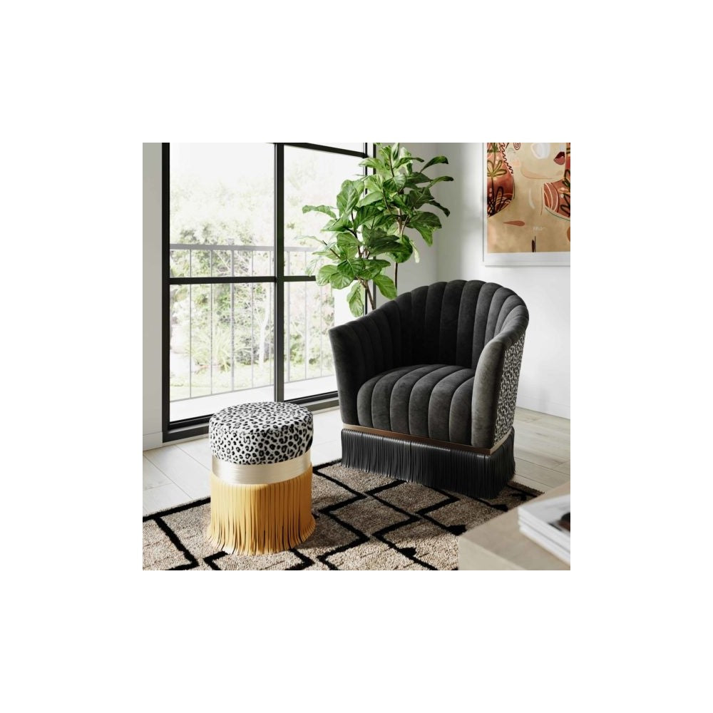 TOV Furniture Ajani Upholstered Ottoman in Lemon