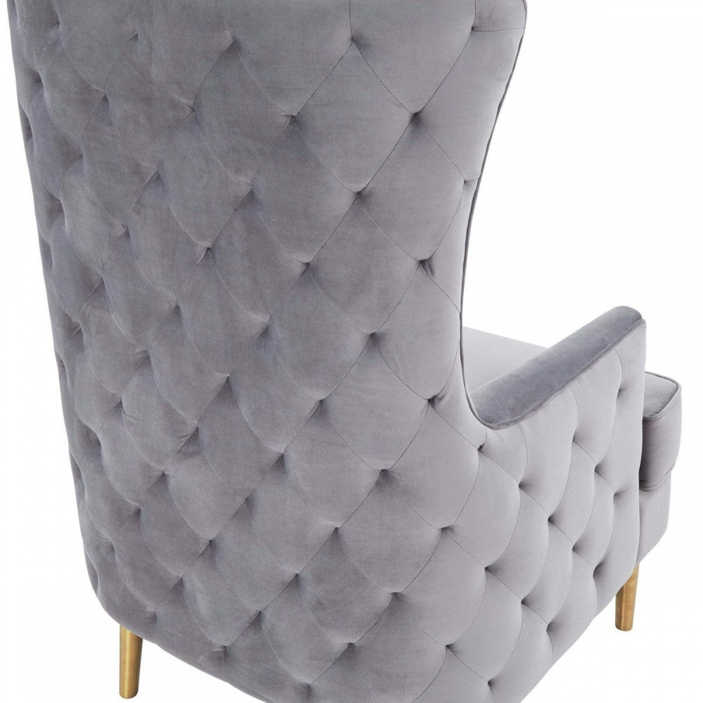 TOV Furniture Alina Gray Tall Tufted Back Chair