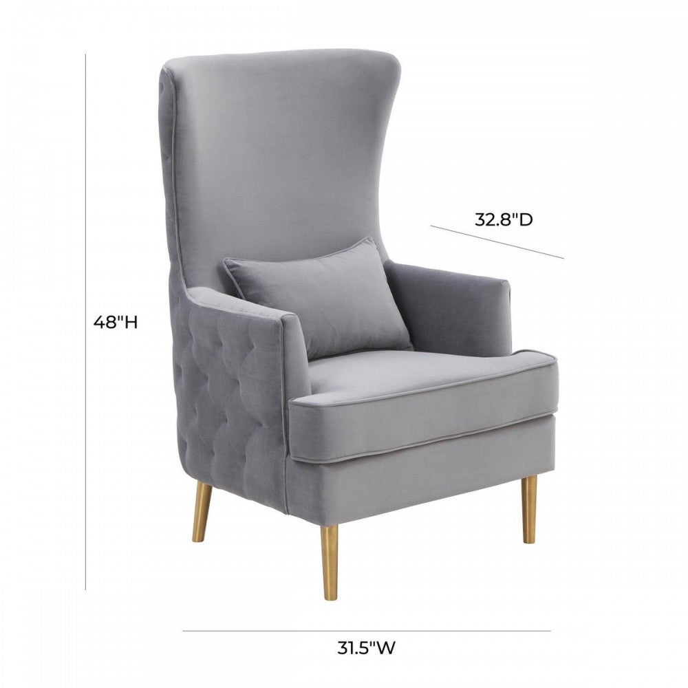 TOV Furniture Alina Gray Tall Tufted Back Chair