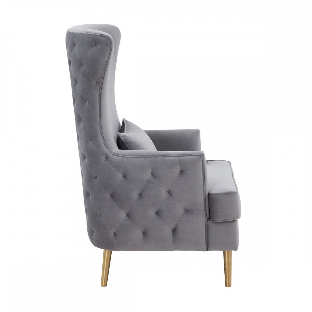 TOV Furniture Alina Gray Tall Tufted Back Chair