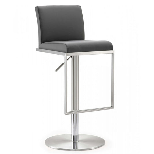 TOV Furniture Amalfi Gray Stainless Steel Adjustable Barstool