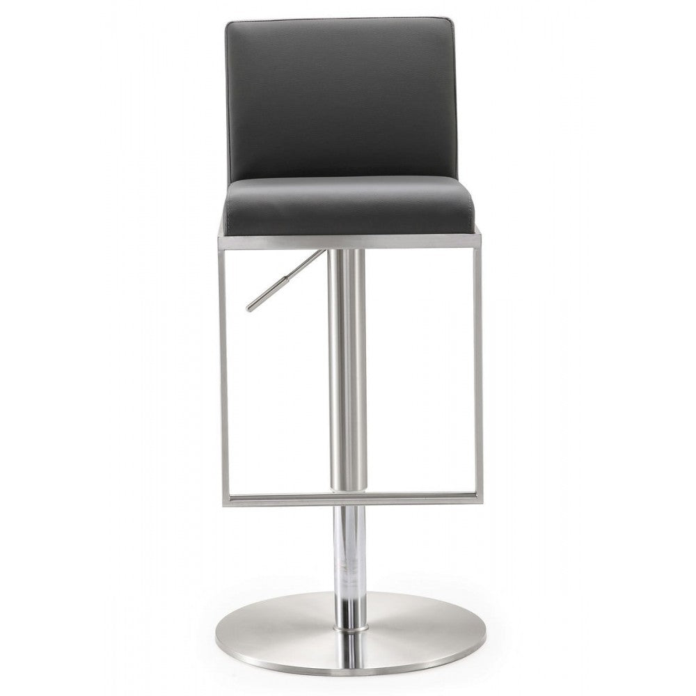 TOV Furniture Amalfi Gray Stainless Steel Adjustable Barstool