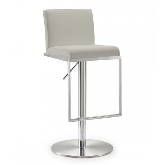 TOV Furniture Amalfi Light Gray Stainless Steel Barstool