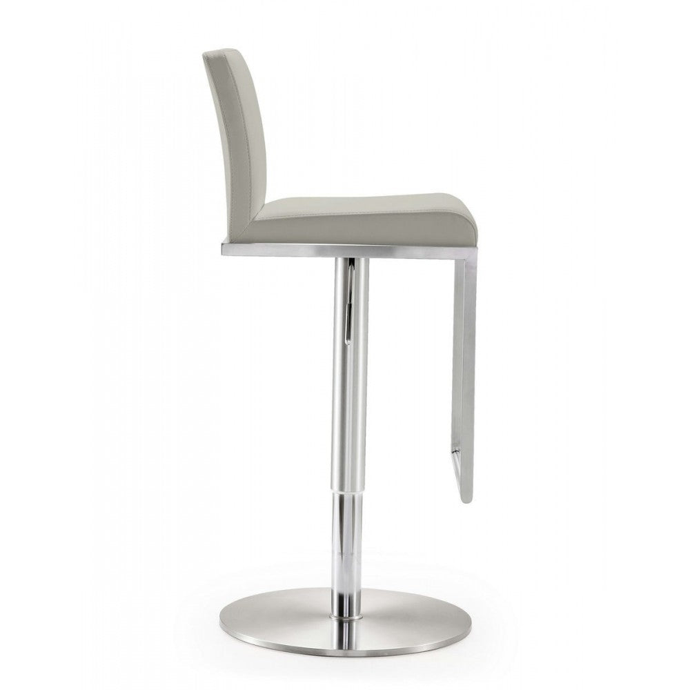 TOV Furniture Amalfi Light Gray Stainless Steel Barstool