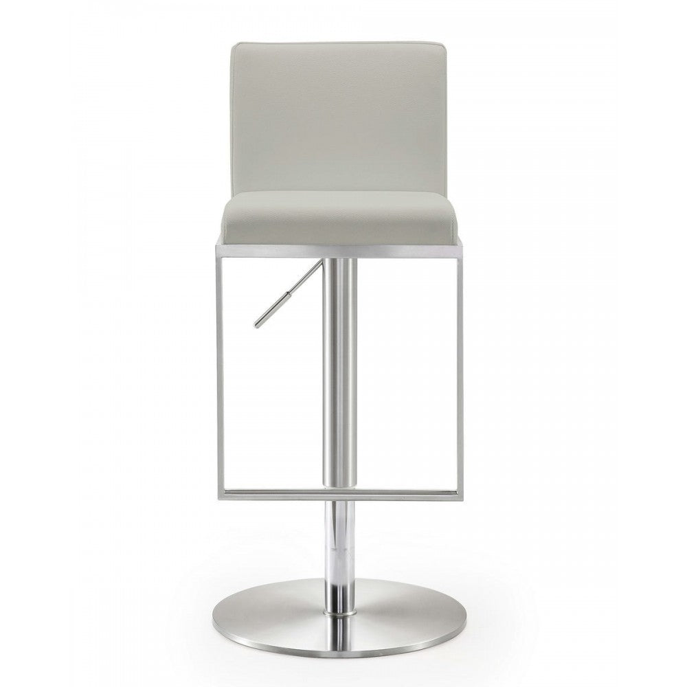 TOV Furniture Amalfi Light Gray Stainless Steel Barstool