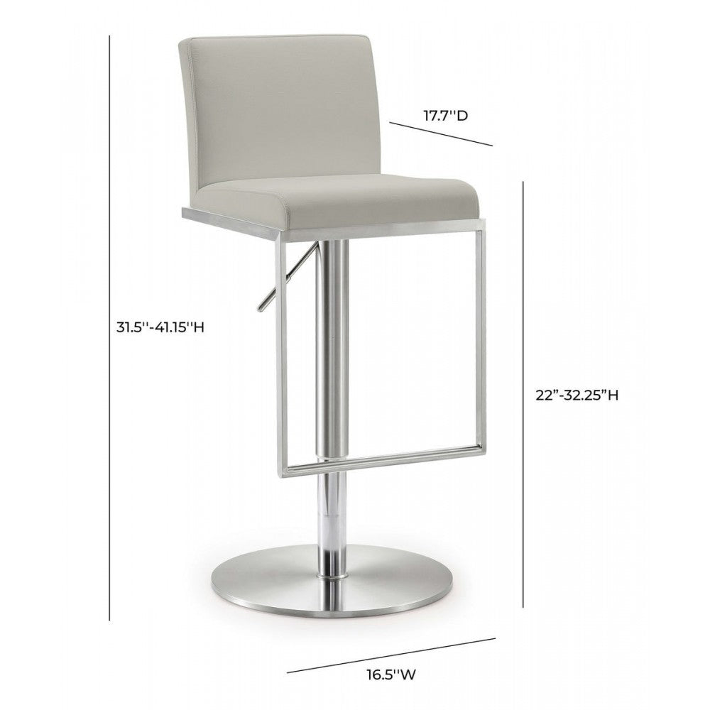 TOV Furniture Amalfi Light Gray Stainless Steel Barstool