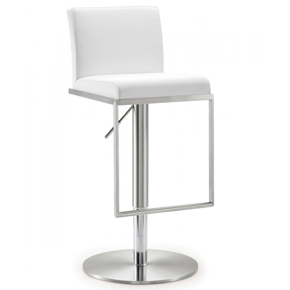 TOV Furniture Amalfi White Stainless Steel Adjustable Barstool