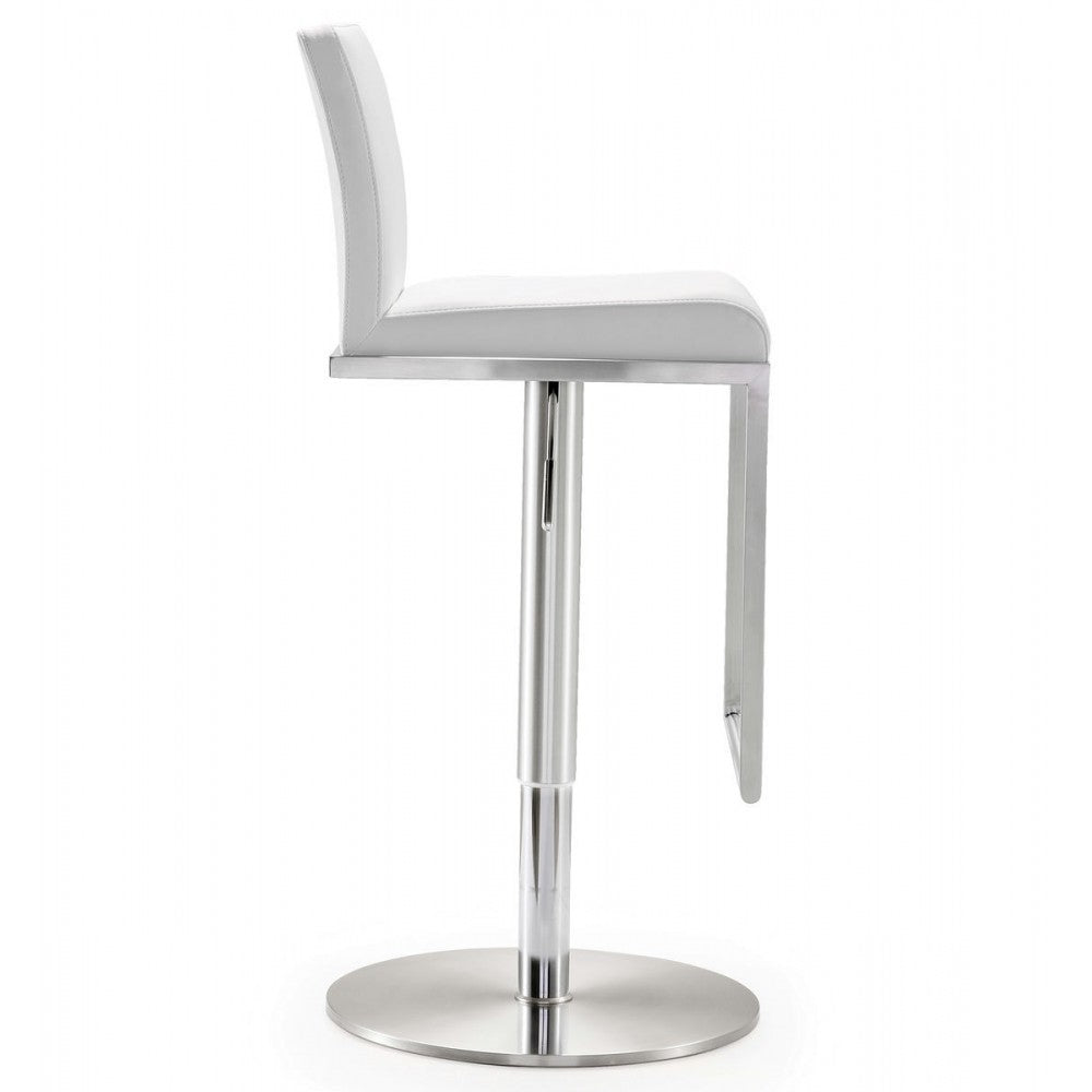 TOV Furniture Amalfi White Stainless Steel Adjustable Barstool