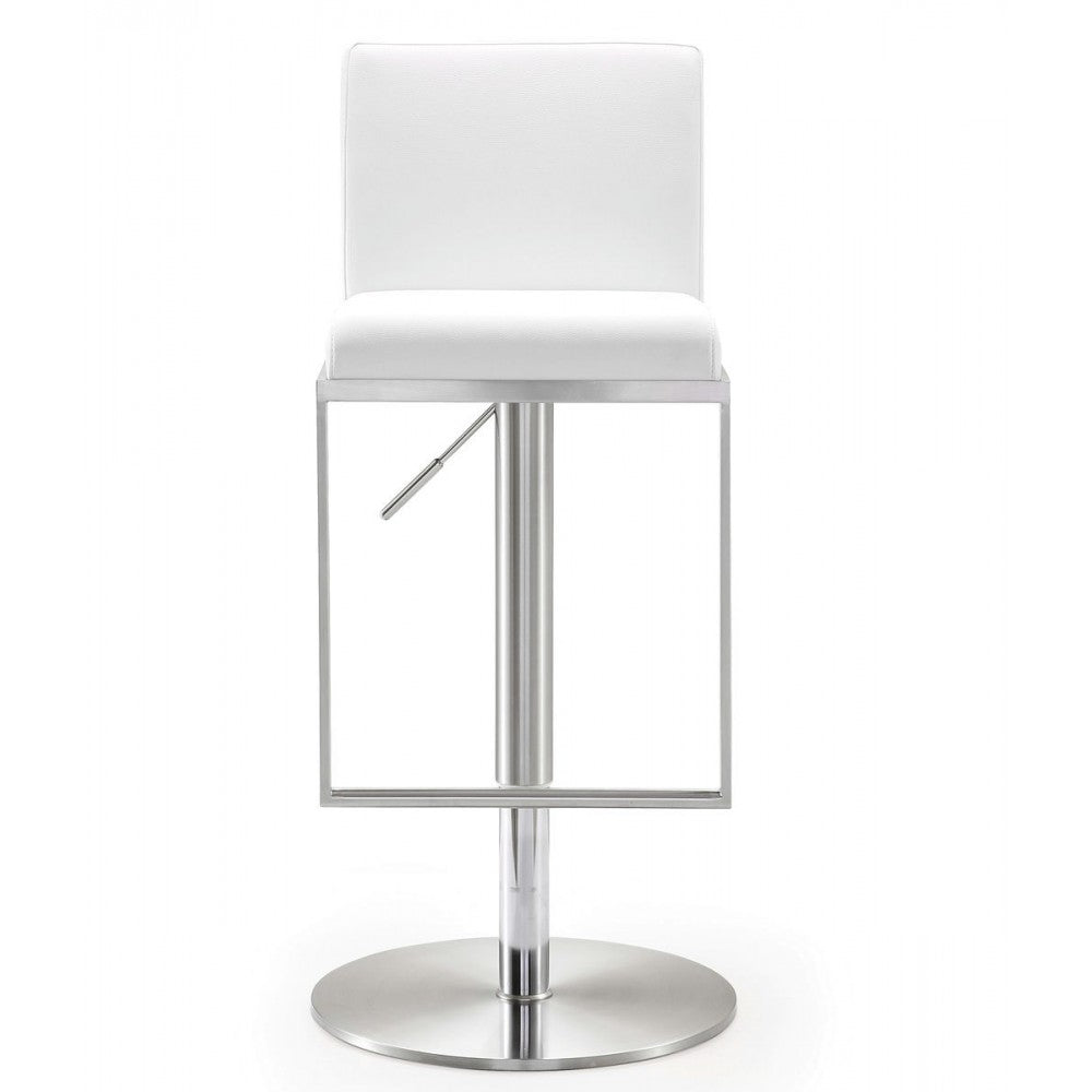 TOV Furniture Amalfi White Stainless Steel Adjustable Barstool