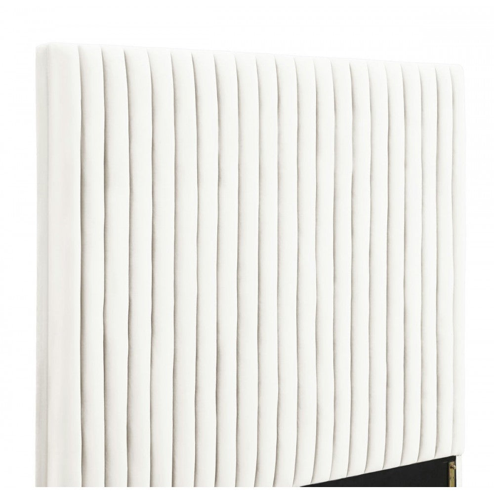TOV Furniture Arabelle White Velvet Bed in Queen