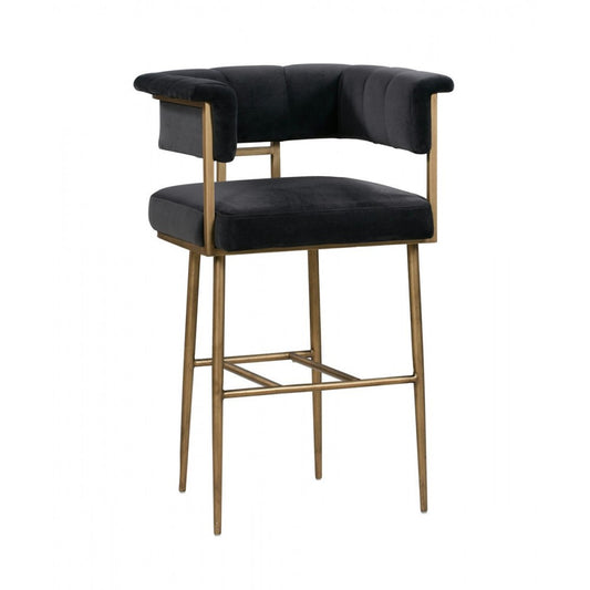 TOV Furniture Astrid Gray Velvet Bar Stool