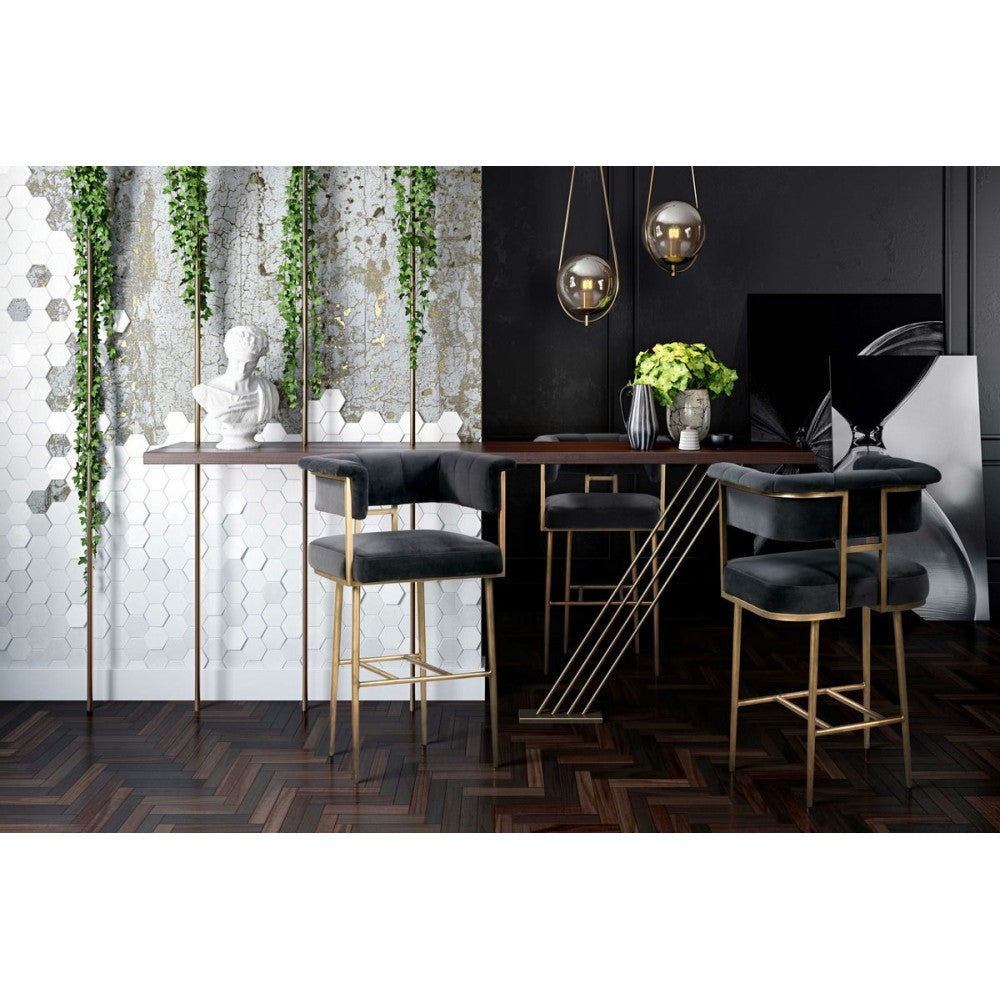 TOV Furniture Astrid Gray Velvet Bar Stool