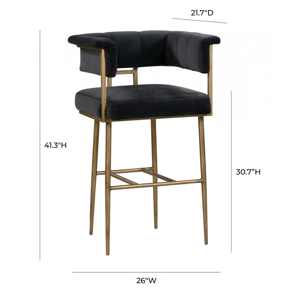TOV Furniture Astrid Gray Velvet Bar Stool