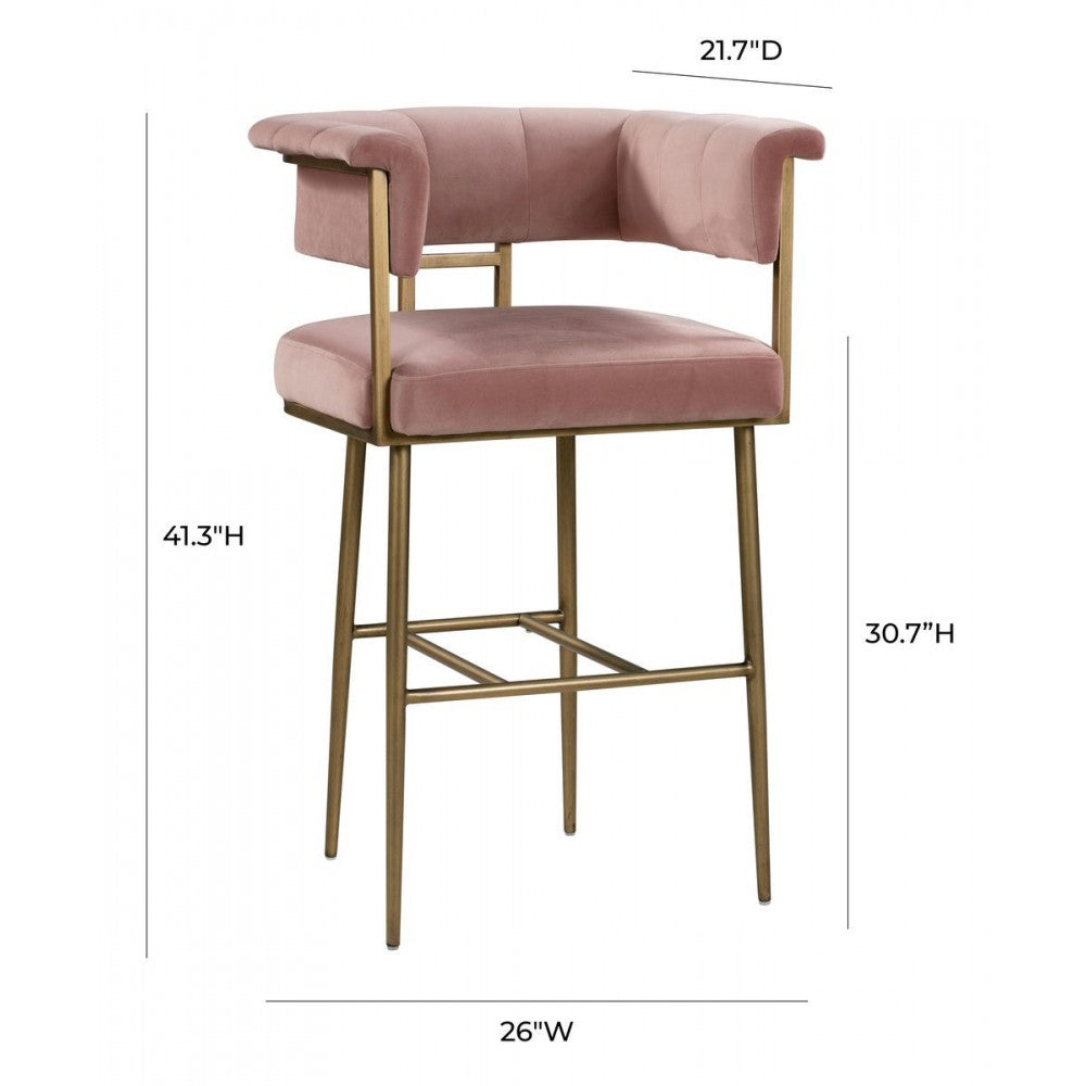 TOV Furniture Astrid Blush Velvet Bar Stool