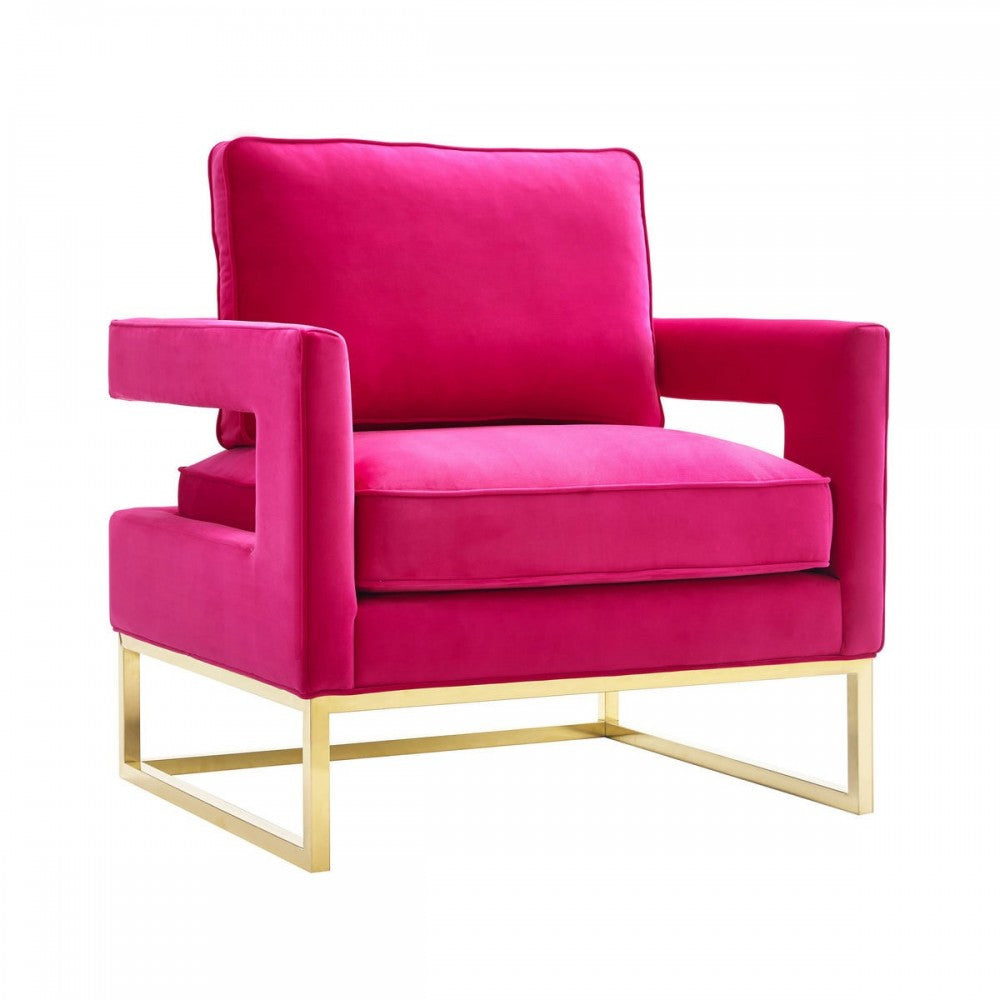 TOV Furniture Avery Pink Velvet Chair With Polished Gold Base