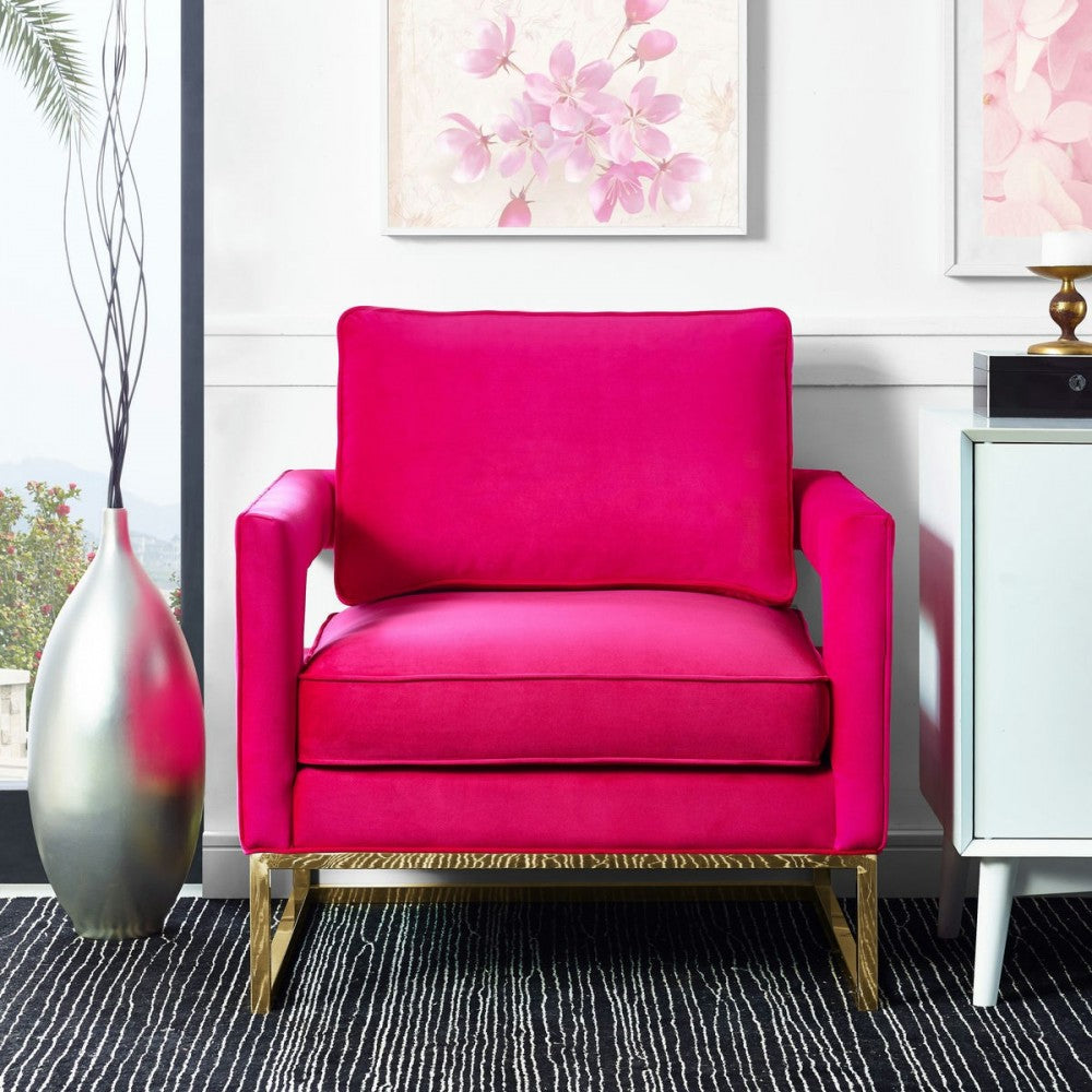 TOV Furniture Avery Pink Velvet Chair With Polished Gold Base