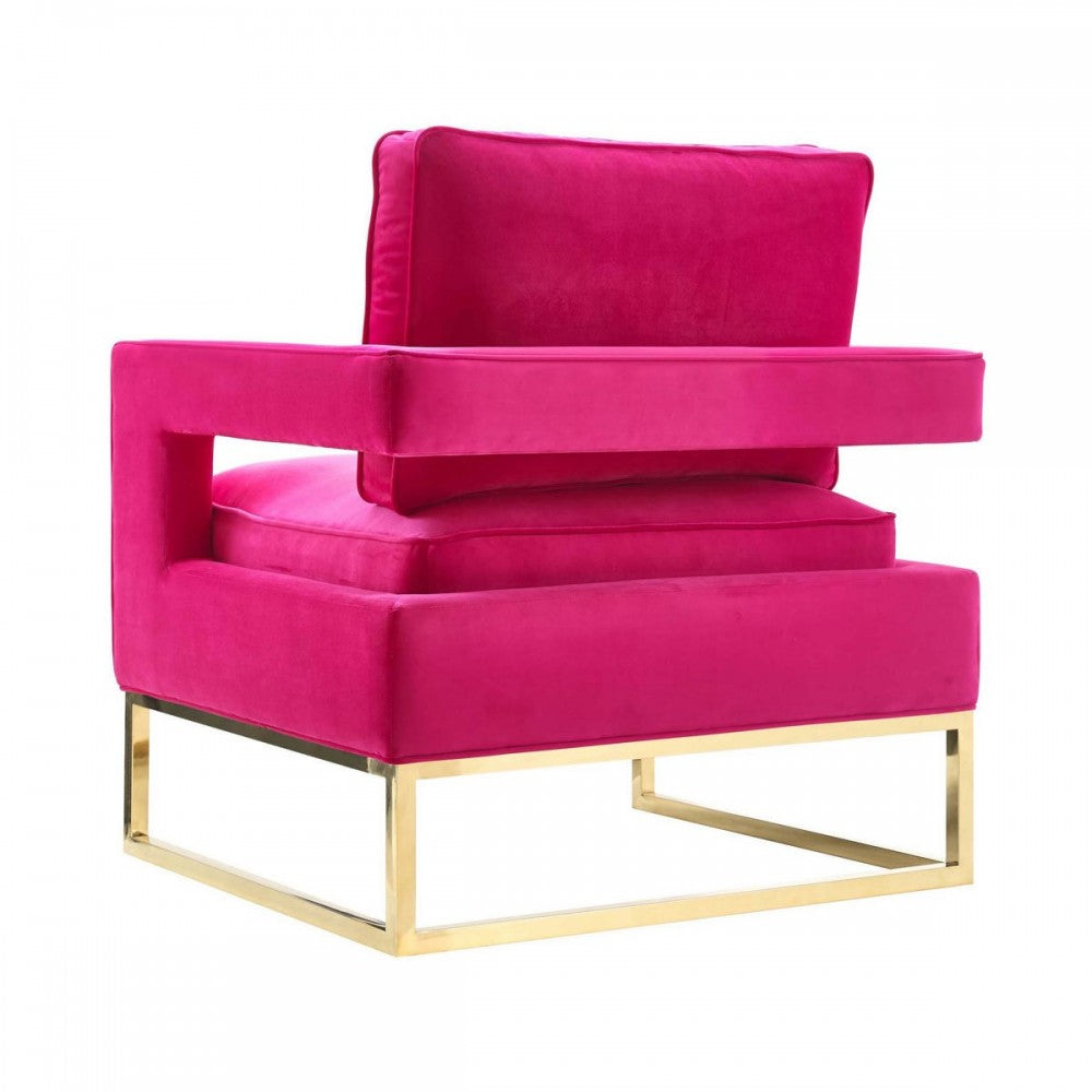 TOV Furniture Avery Pink Velvet Chair With Polished Gold Base