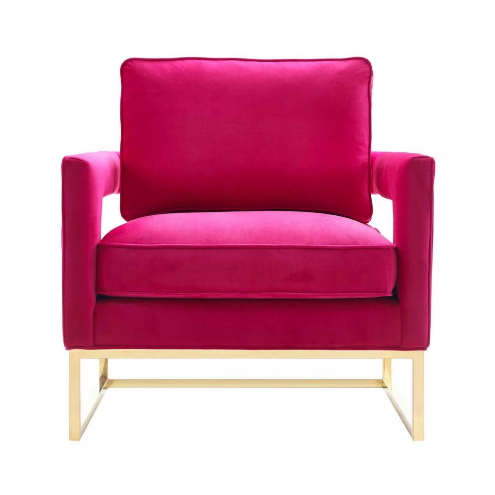 TOV Furniture Avery Pink Velvet Chair With Polished Gold Base