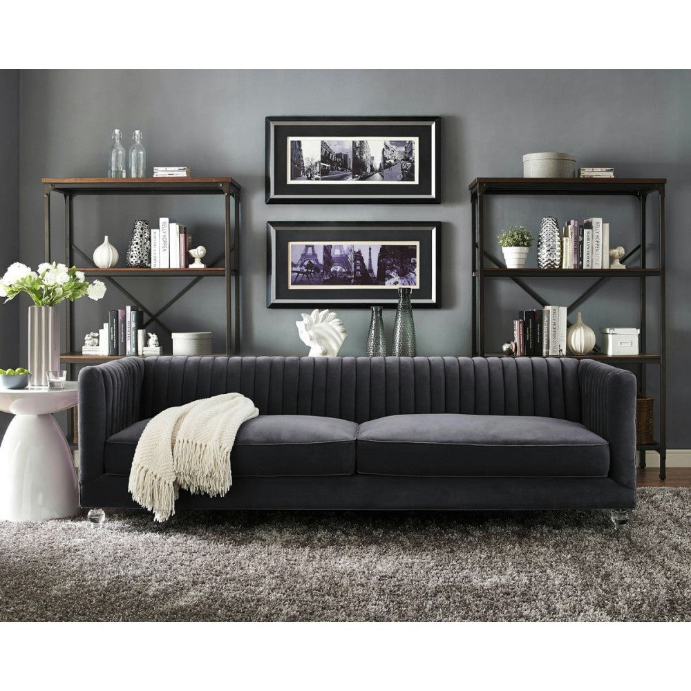 TOV Furniture Aviator Gray Velvet Sofa
