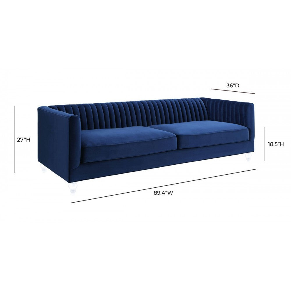 TOV Furniture Aviator Navy Velvet Sofa