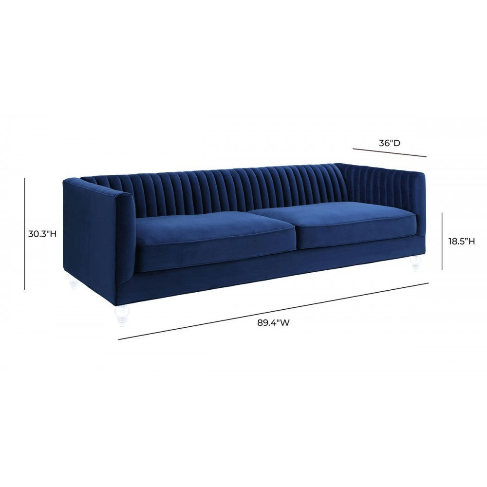 TOV Furniture Aviator Navy Velvet Sofa