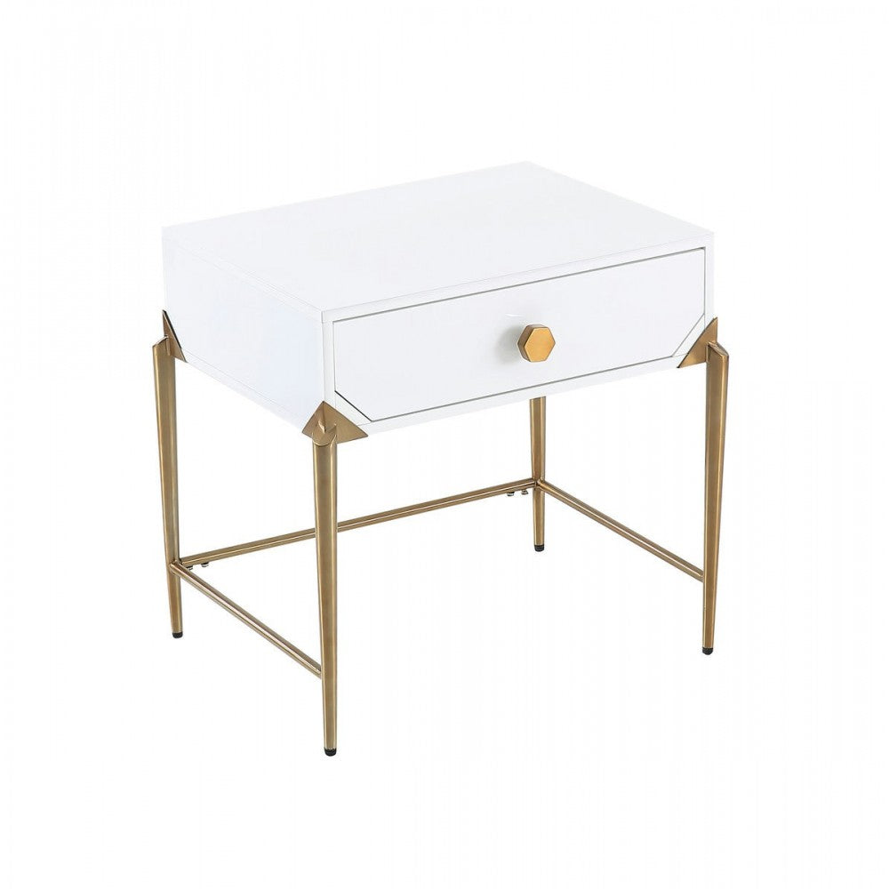 TOV Furniture Bajo White Lacquer Side Table