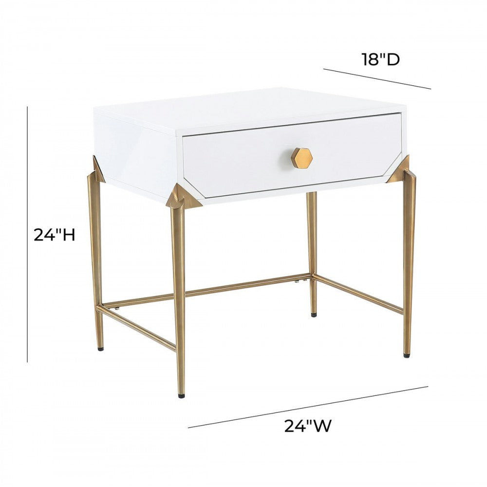 TOV Furniture Bajo White Lacquer Side Table