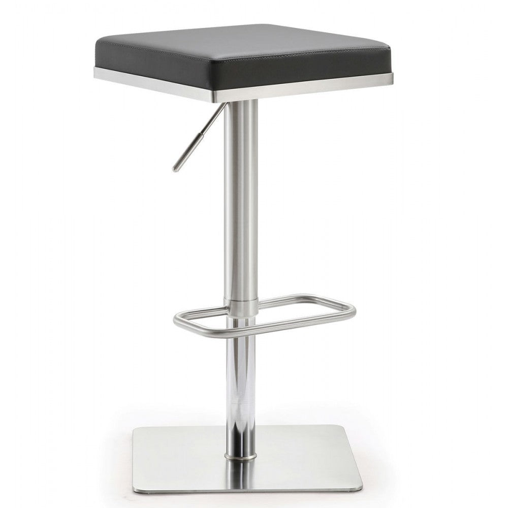 TOV Furniture Bari Gray Stainless Steel Adjustable Barstool