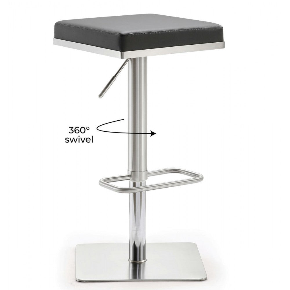 TOV Furniture Bari Gray Stainless Steel Adjustable Barstool