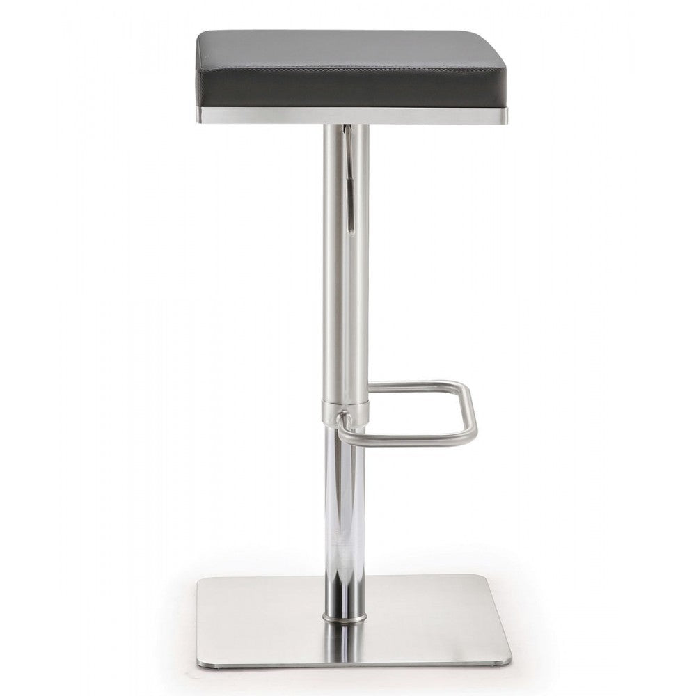 TOV Furniture Bari Gray Stainless Steel Adjustable Barstool