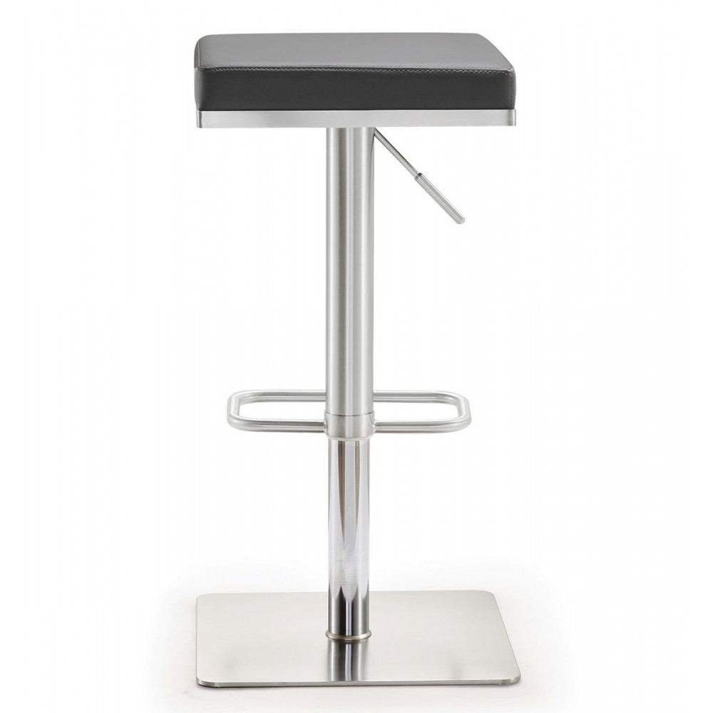 TOV Furniture Bari Gray Stainless Steel Adjustable Barstool