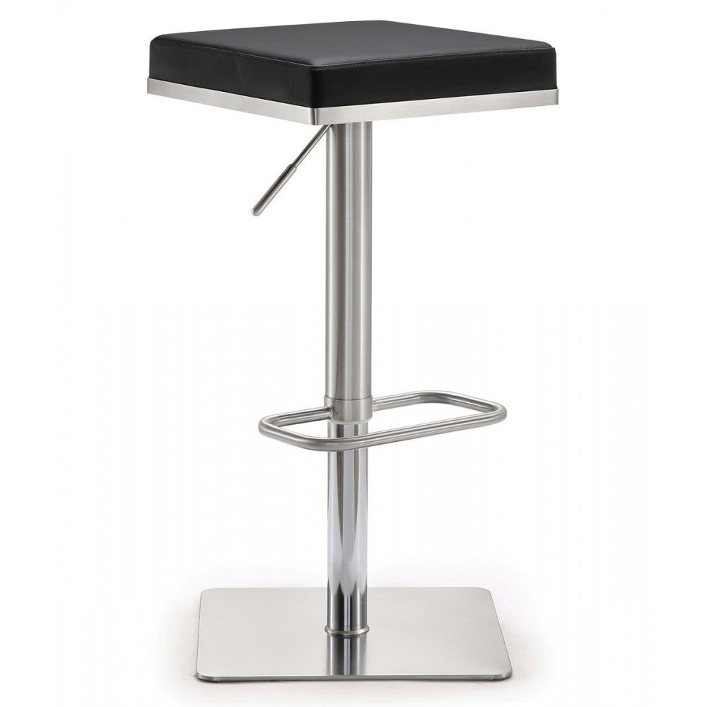 TOV Furniture Bari Black Stainless Steel Adjustable Barstool