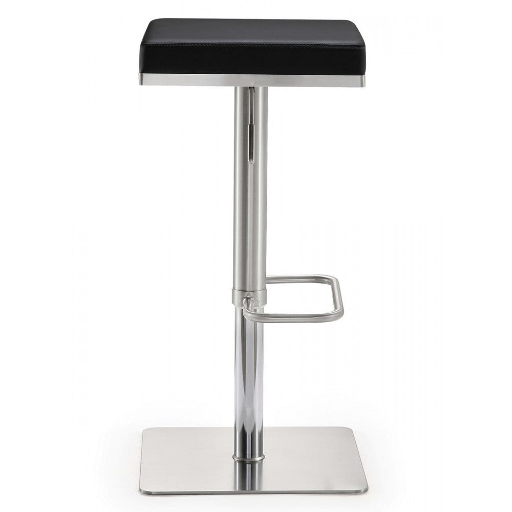 TOV Furniture Bari Black Stainless Steel Adjustable Barstool