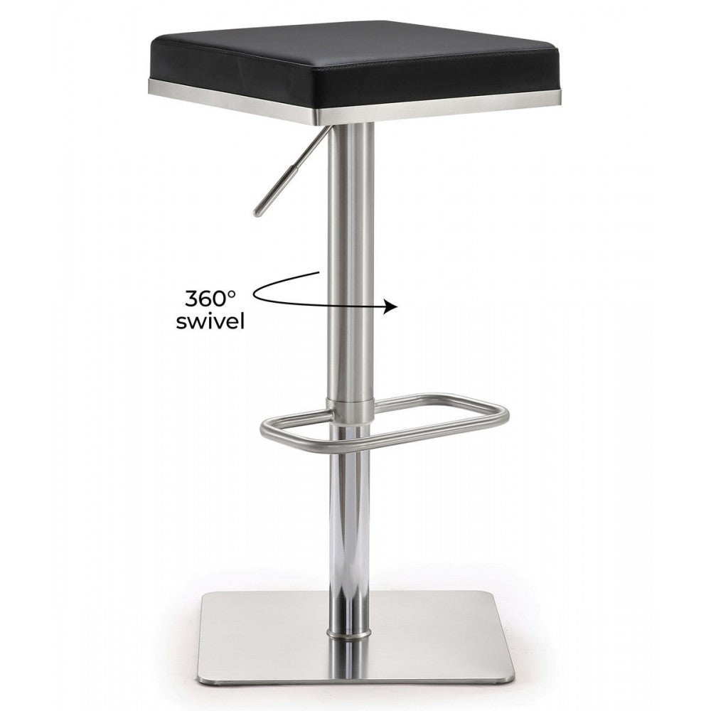 TOV Furniture Bari Black Stainless Steel Adjustable Barstool