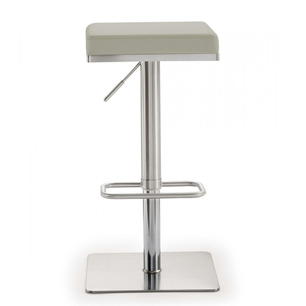 TOV Furniture Bari Light Gray Stainless Steel Barstool