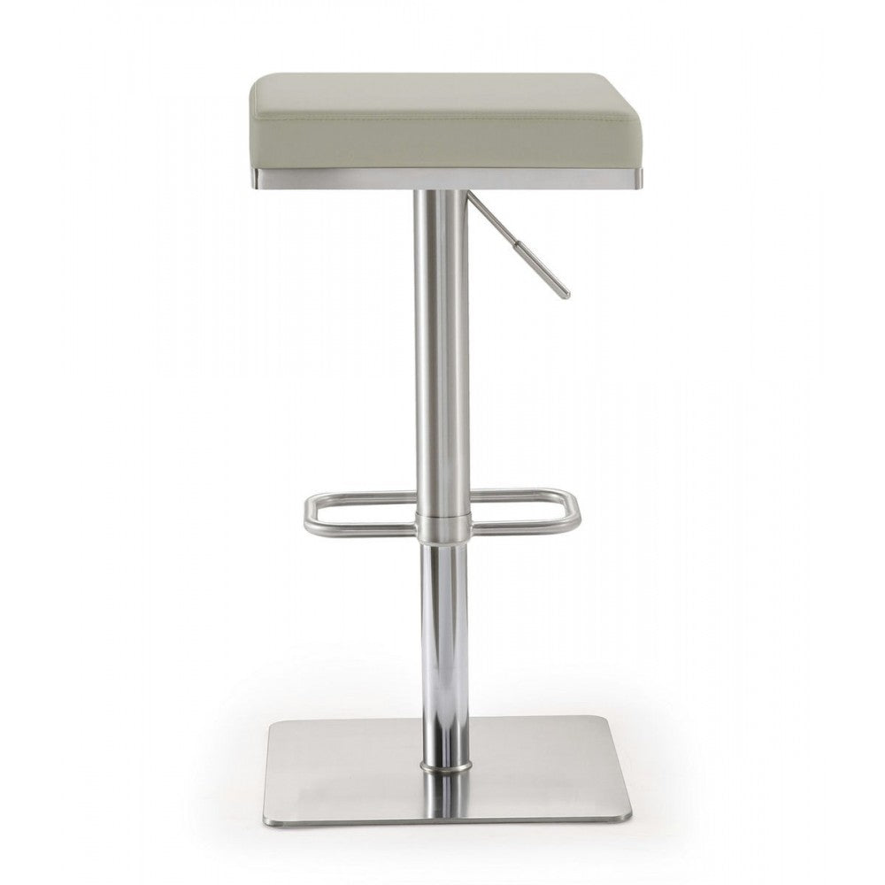 TOV Furniture Bari Light Gray Stainless Steel Barstool