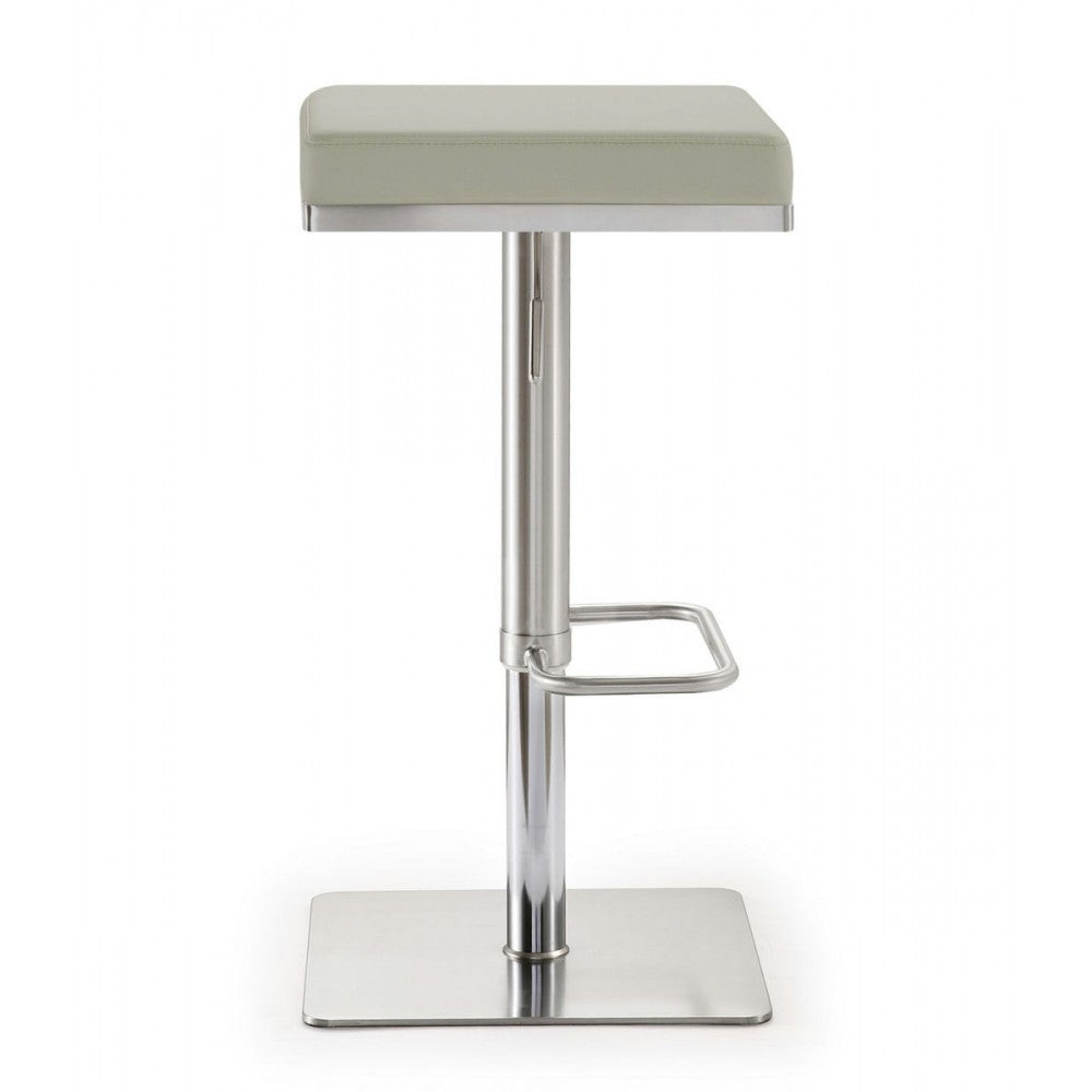 TOV Furniture Bari Light Gray Stainless Steel Barstool