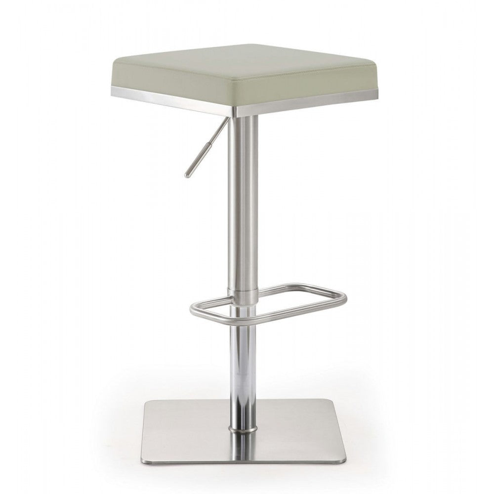 TOV Furniture Bari Light Gray Stainless Steel Barstool