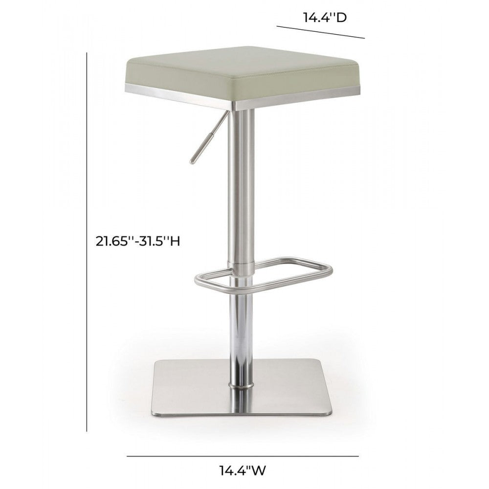 TOV Furniture Bari Light Gray Stainless Steel Barstool