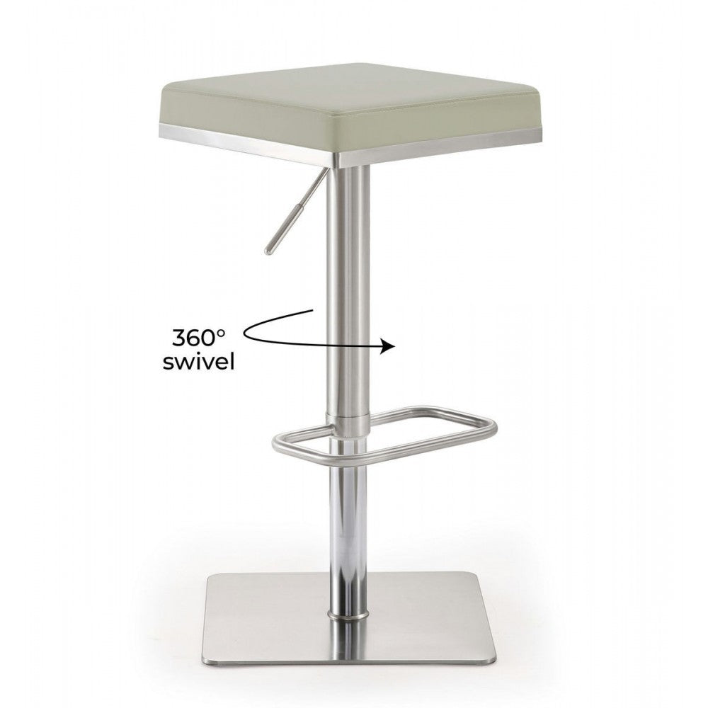 TOV Furniture Bari Light Gray Stainless Steel Barstool