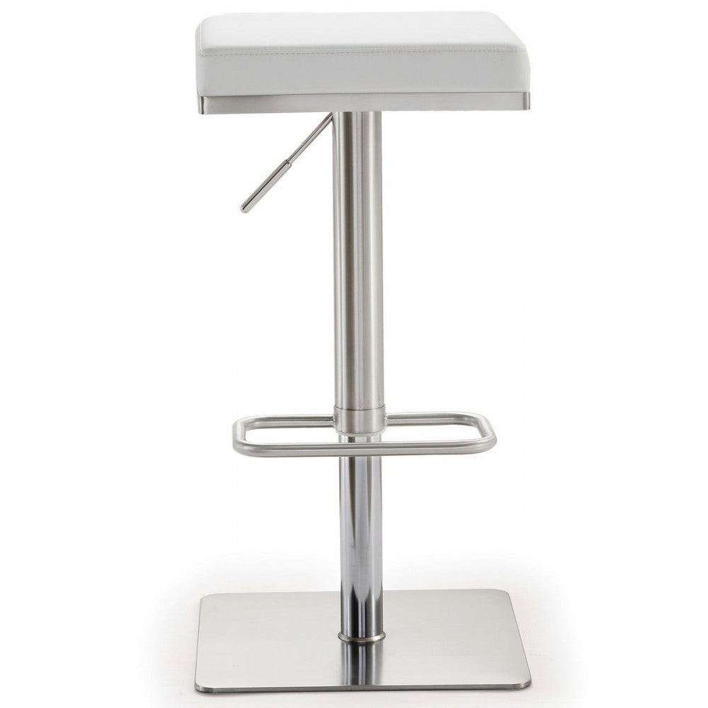 TOV Furniture Bari White Stainless Steel Adjustable Barstool