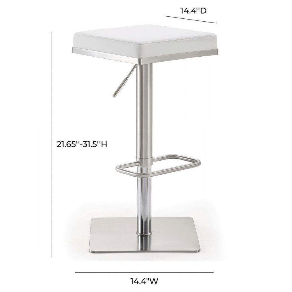 TOV Furniture Bari White Stainless Steel Adjustable Barstool