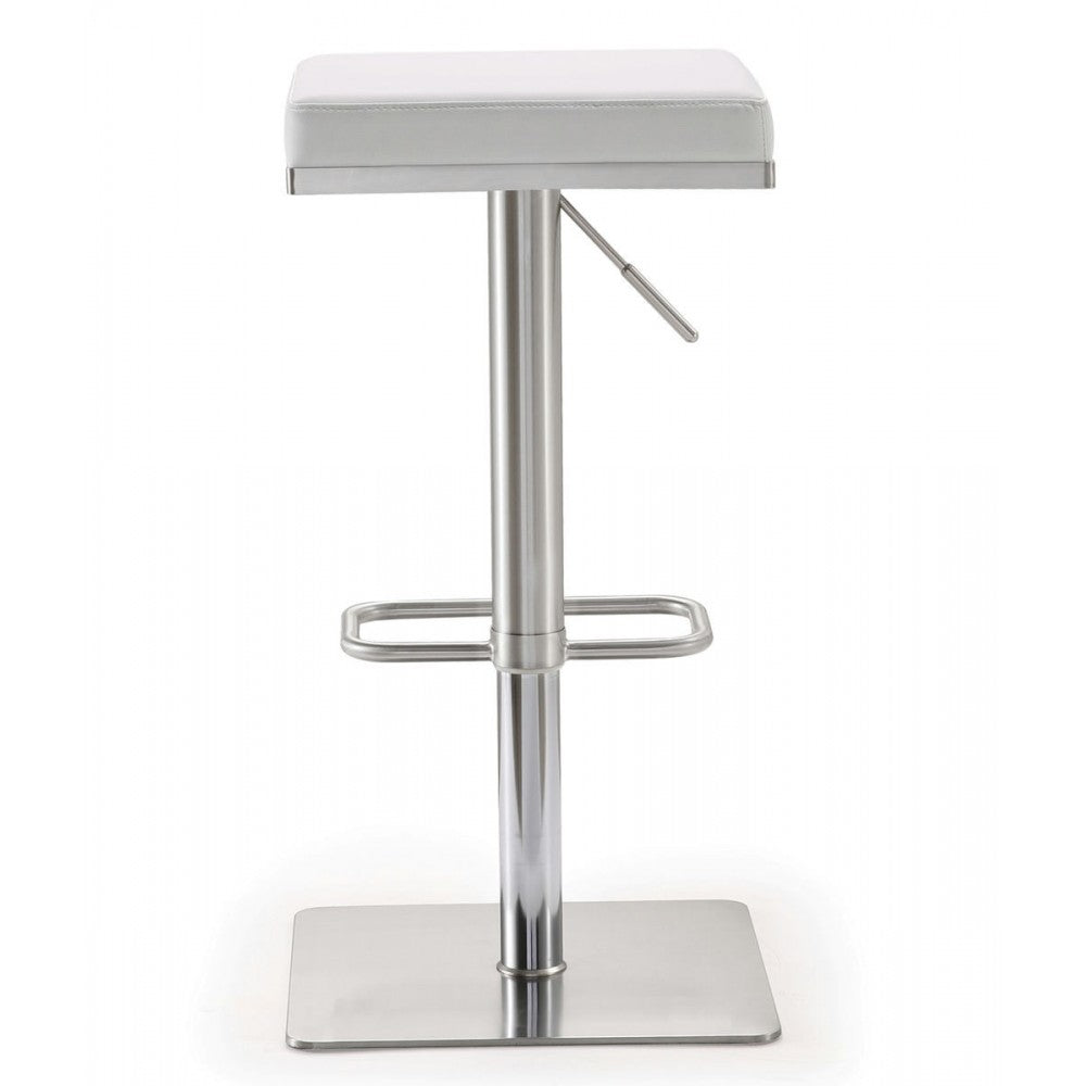 TOV Furniture Bari White Stainless Steel Adjustable Barstool