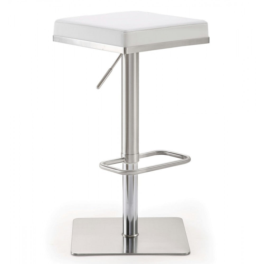 TOV Furniture Bari White Stainless Steel Adjustable Barstool