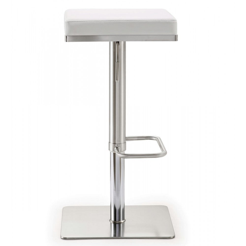 TOV Furniture Bari White Stainless Steel Adjustable Barstool